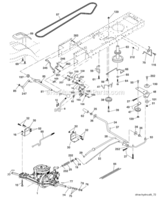 Drive Diagram and Parts List for PB19H42LT  Poulan Lawn Tractor