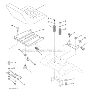 Seat_Assembly Diagram and Parts List for PB19H42LT  Poulan Lawn Tractor