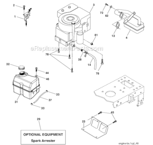 Engine Diagram and Parts List for PB19H42LT  Poulan Lawn Tractor