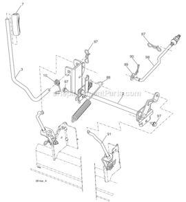 Mower_Lift Diagram and Parts List for PB22H48YT 96042001000 Poulan Lawn Tractor