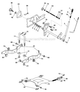 Mower_Lift Diagram and Parts List for PBGT2254 96022000201 Poulan Lawn Tractor