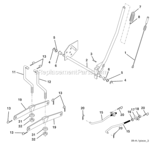 Mower_Lift Diagram and Parts List for PD15538LT  Poulan Lawn Tractor