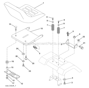 Seat Diagram and Parts List for PD15538LT  Poulan Lawn Tractor