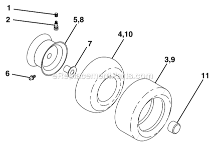 Wheels_And_Tires Diagram and Parts List for PK19H42LT 96012001600 Poulan Lawn Tractor