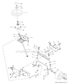 Steering_Assembly Diagram and Parts List for PK20H42YT 96012000700 Poulan Lawn Tractor