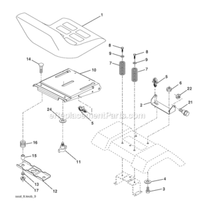 Seat_Assembly Diagram and Parts List for PK20H42YT 96017000200 Poulan Lawn Tractor