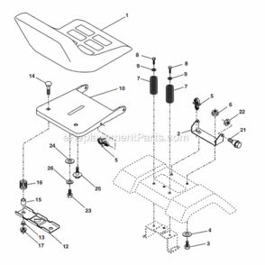 Seat Diagram and Parts List for PO1538D  Poulan Lawn Tractor
