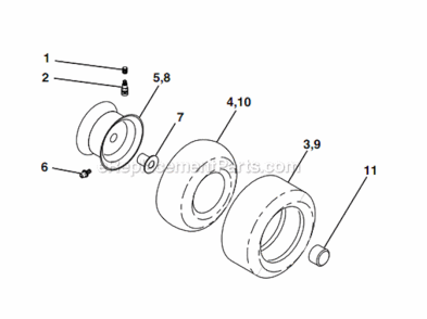 Wheels_And_Tires Diagram and Parts List for PO1538D  Poulan Lawn Tractor
