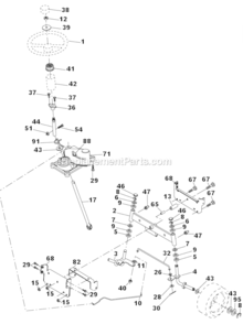 Steering Diagram and Parts List for PO15538D  Poulan Lawn Tractor
