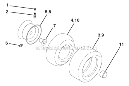 Wheels_And_Tires Diagram and Parts List for PO15538D  Poulan Lawn Tractor
