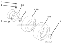 Wheels And Tires Diagram and Parts List for PO15538LT 96018000501 Poulan Lawn Tractor