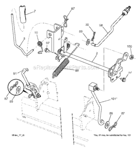 Mower_LiftDeck_Lift Diagram and Parts List for PO15542LT  Poulan Lawn Tractor