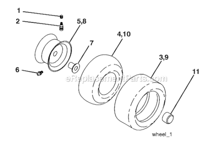 Wheels & Tires Diagram and Parts List for PO16542LT 96012008900 Poulan Lawn Tractor