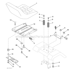 Seat Diagram and Parts List for PO17542LT 96012006900 Poulan Lawn Tractor
