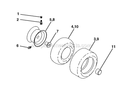 Wheels_And_Tires Diagram and Parts List for PO17542LT 96012006900 Poulan Lawn Tractor