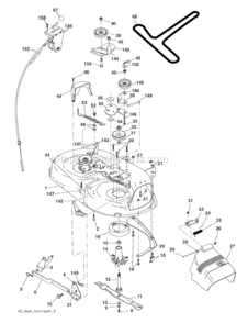 Mower_Deck Diagram and Parts List for PO17542LT 96012006900 Poulan Lawn Tractor