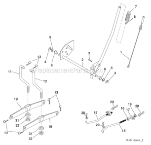 Part Location Diagram of 404981 Poulan Plunger Assembly Lift Lever