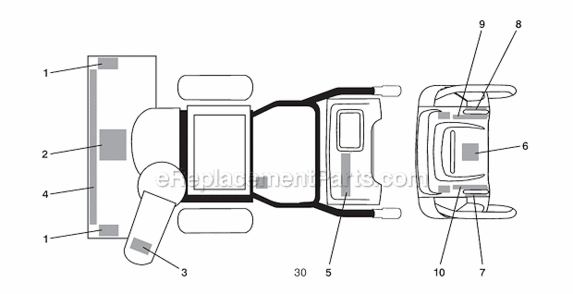 Decals Diagram and Parts List for PP11530ES 96192001901 Poulan Snow Blower