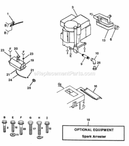 Page E Diagram and Parts List for PP1242A  Poulan Lawn Tractor