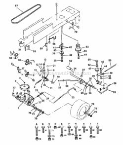 Part Location Diagram of 532137363 Husqvarna Transaxle 6Sp Dana Lt