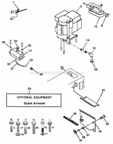 Page F Diagram and Parts List for PP12542J  Poulan Lawn Tractor