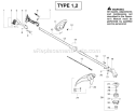 Page B Diagram and Parts List for PP136E Type 1 Poulan Trimmer