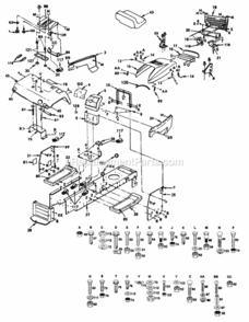 Page D Diagram and Parts List for PP1442  Poulan Lawn Tractor