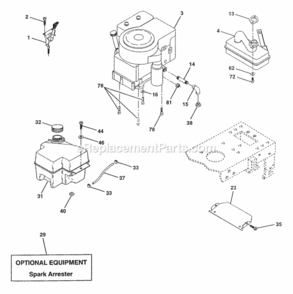 Page E Diagram and Parts List for PP145H42  Poulan Lawn Tractor