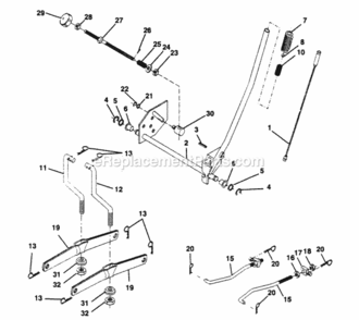 Page H Diagram and Parts List for PP1644J  Poulan Lawn Tractor