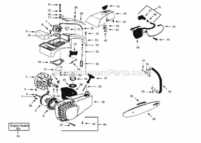 Page B Diagram and Parts List for PP180C  Poulan Chainsaw