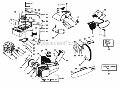 Page C Diagram and Parts List for PP180  Poulan Chainsaw