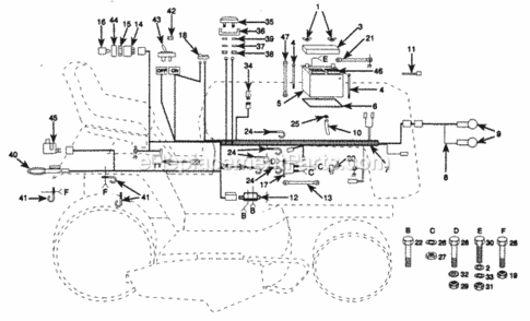 Page B Diagram and Parts List for PP1844B  Poulan Lawn Tractor