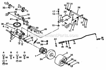 Page H Diagram and Parts List for PP1844  Poulan Lawn Tractor