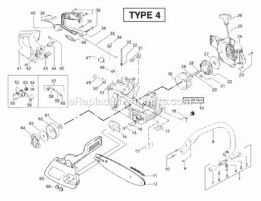 Page B Diagram and Parts List for PP221 Type 4 Poulan Chainsaw