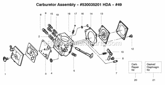 Page A Diagram and Parts List for PP365  Poulan Chainsaw
