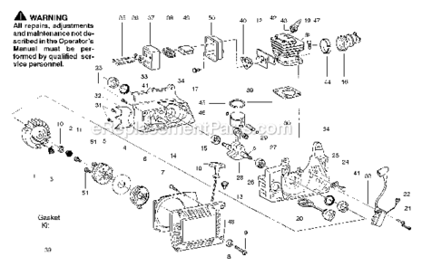 Part Location Diagram of 530069893 Husqvarna Crankcase Ass'y.