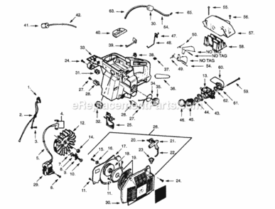 Page B Diagram and Parts List for PP415  Poulan Chainsaw