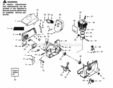 Page D Diagram and Parts List for PP415  Poulan Chainsaw