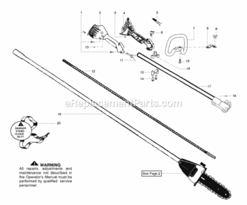Page B Diagram and Parts List for PP446  Poulan Pole Saw