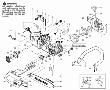 Page A Diagram and Parts List for PPB1634LE  Poulan Chainsaw