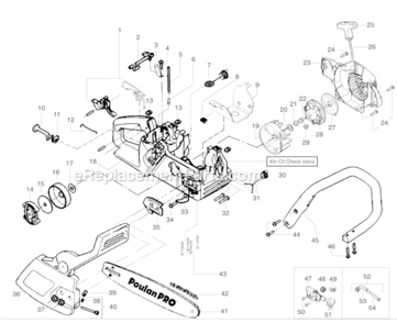 Chassis_And_Handle_Assembly Diagram and Parts List for PPB1838LE  Poulan Chainsaw