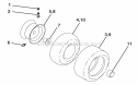 Wheels And Tires Diagram and Parts List for PR1842STA  Poulan Lawn Tractor