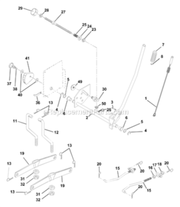 Mower_Lift Diagram and Parts List for PR185H42STA 2000 Poulan Lawn Tractor