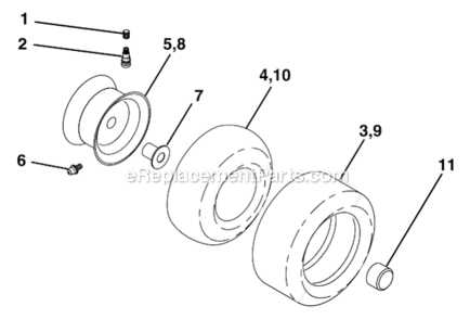 Wheels_And_Tires Diagram and Parts List for PR25PH48STA  Poulan Lawn Tractor