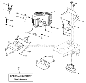 Engine Diagram and Parts List for PR25PH48STB  Poulan Lawn Tractor