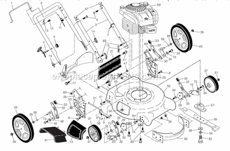 Page A Diagram and Parts List for PR500N21SH 96112012403 Poulan Lawn Mower