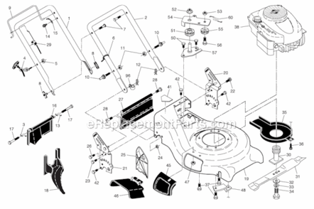 Page A Diagram and Parts List for PR65Y21RSP  Poulan Lawn Mower