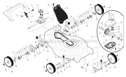 Page B Diagram and Parts List for PR65Y21RSP  Poulan Lawn Mower