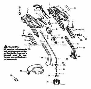 Page B Diagram and Parts List for PT1200-01  Poulan Trimmer