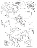 Chassis_And_Enclosures Diagram and Parts List for PXT175G42  Poulan Lawn Tractor
